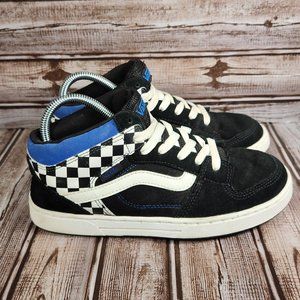 VANS Sk8-Mid Boy's 6 Checkerboard Black White Blue Athletic Sneakers Shoes